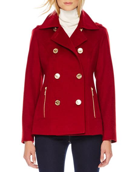 michael kors red wool blend coat|wool blend coat.